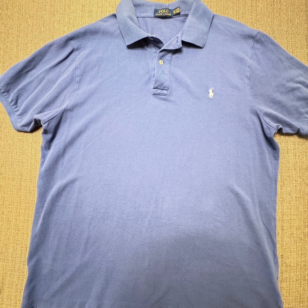 Polo Ralph Lauren Men Blue Short Sleeve Pique Polo Shirt XLT Big & Tall Cotton